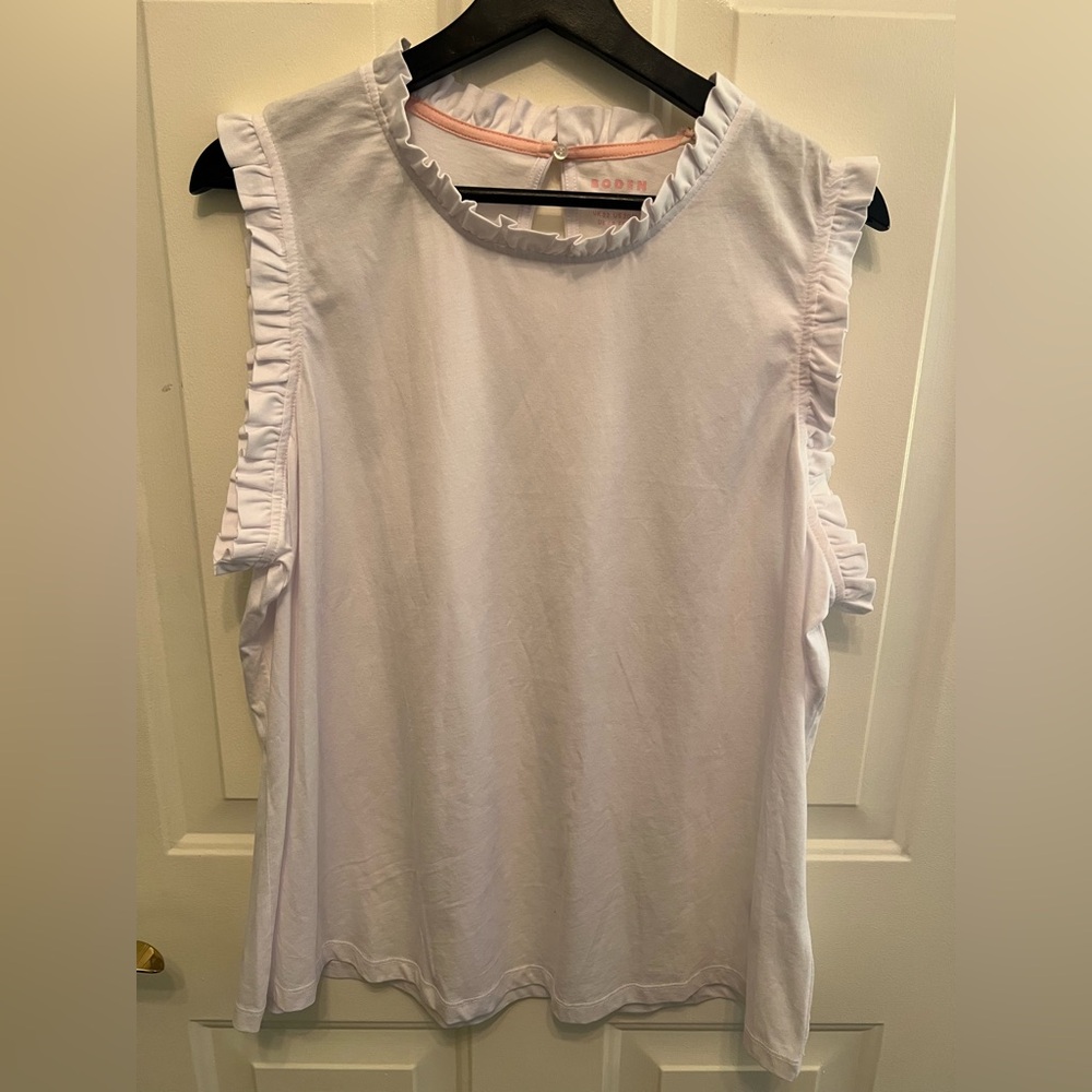 Boden Top Tank Super Soft Supersoft Frill Ruffles White  Size 20/22 New